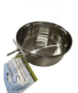 Parrot-Supplies Stainless Steel Coop Cup Feeder/Water Bowl With Clamp Holder XL